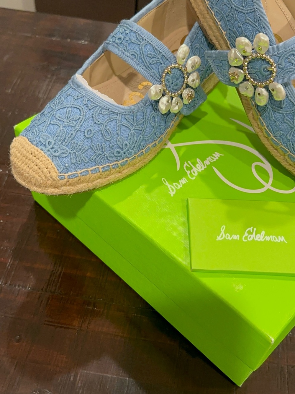 Sam Edelman Maddy Orchid Mary Jane Espadrille Flat Blue 8.5